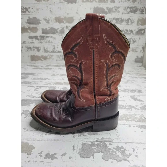 3692 Old West Cowboy‎ Boots Square Toe Boy's 13 - Picture 2 of 6